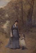 Jean Baptiste Camille  Corot Madame Stumpf et sa fille (mk11) Sweden oil painting reproduction